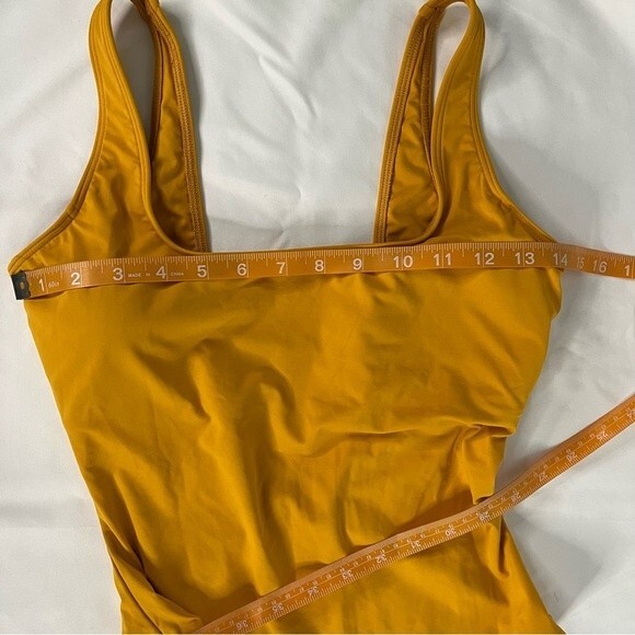 Everlane Women sz S Marigold Yellow Square Neck One Piece Swim Cheeky Open Back - Picture 3 of 8